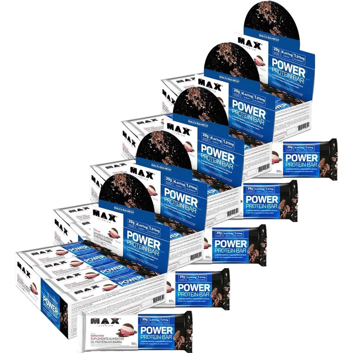Kit 5X Power Protein Bar - 8 unidades 90g Napolitano - Max Titanium