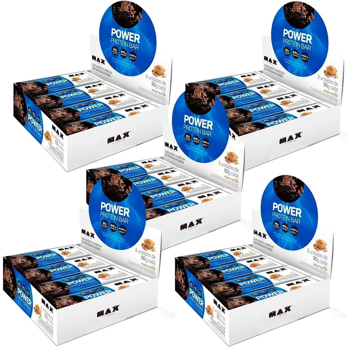 Kit 5X Power Protein Bar - 8 unidades 90g Peanut Butter - Max Titanium