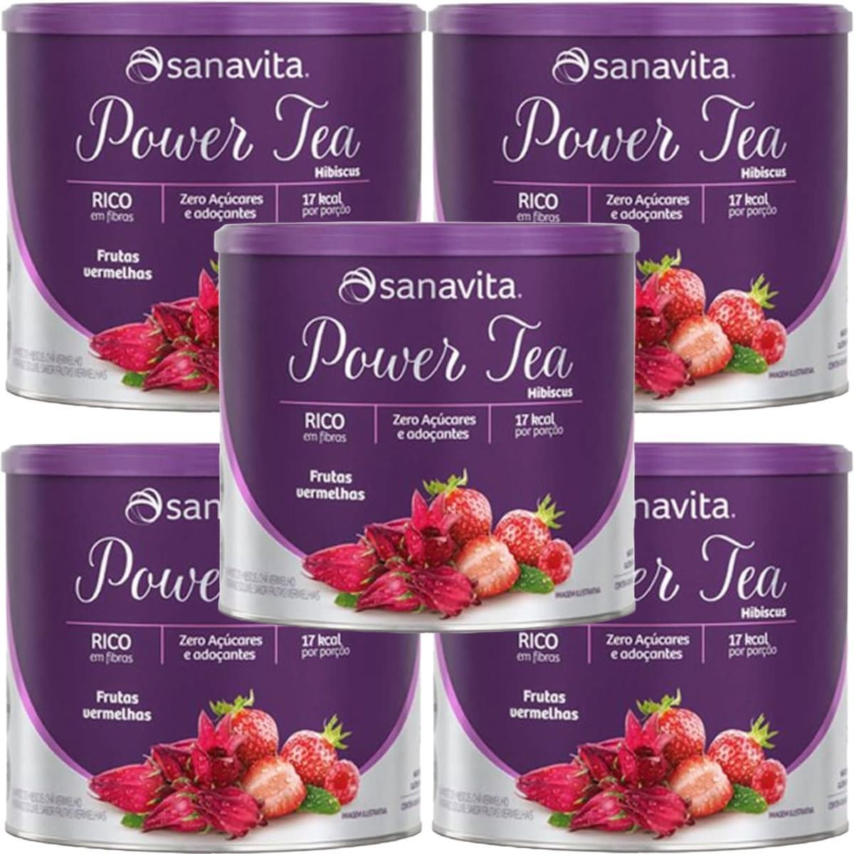Kit 5X Power Tea - 200g Frutas Vermelhas - Sanavita