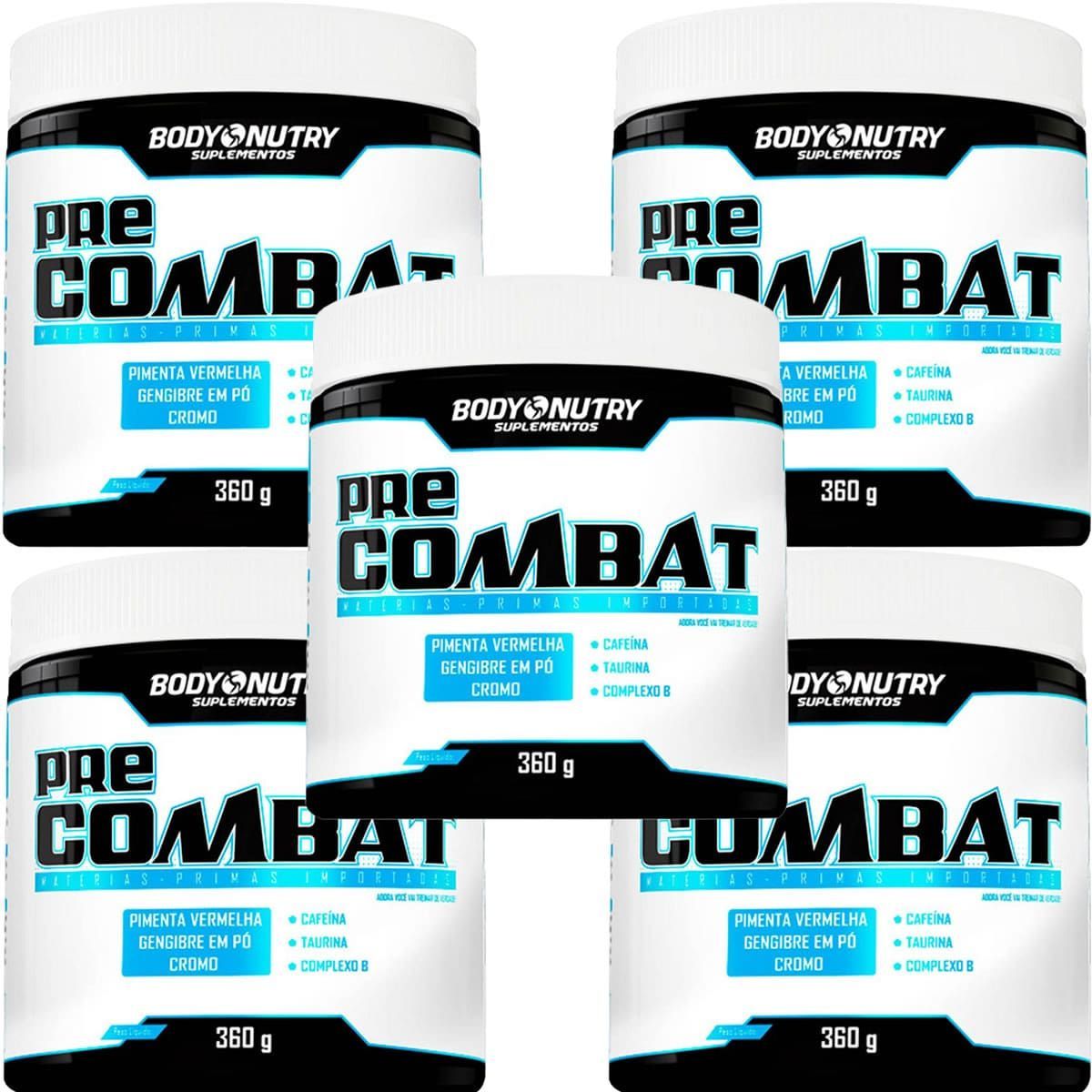 Kit 5X Pre Combat - 360g Ma�� Verde - Body Nutry Suplementos