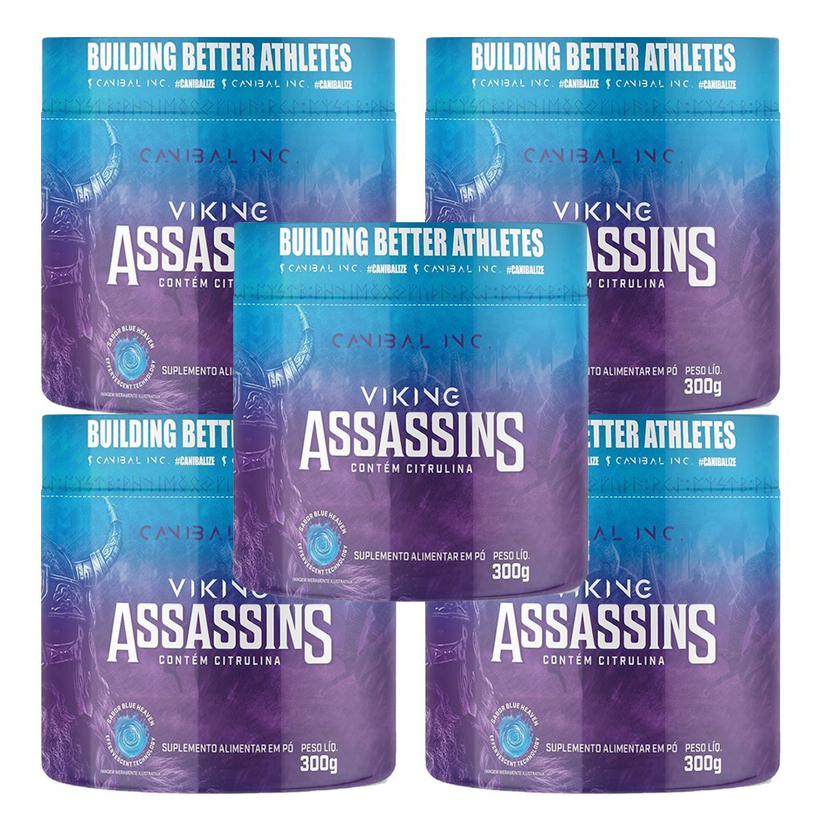 Kit 5X Pr� Treino Viking Assassins - 300g Blue Heaven - Canibal