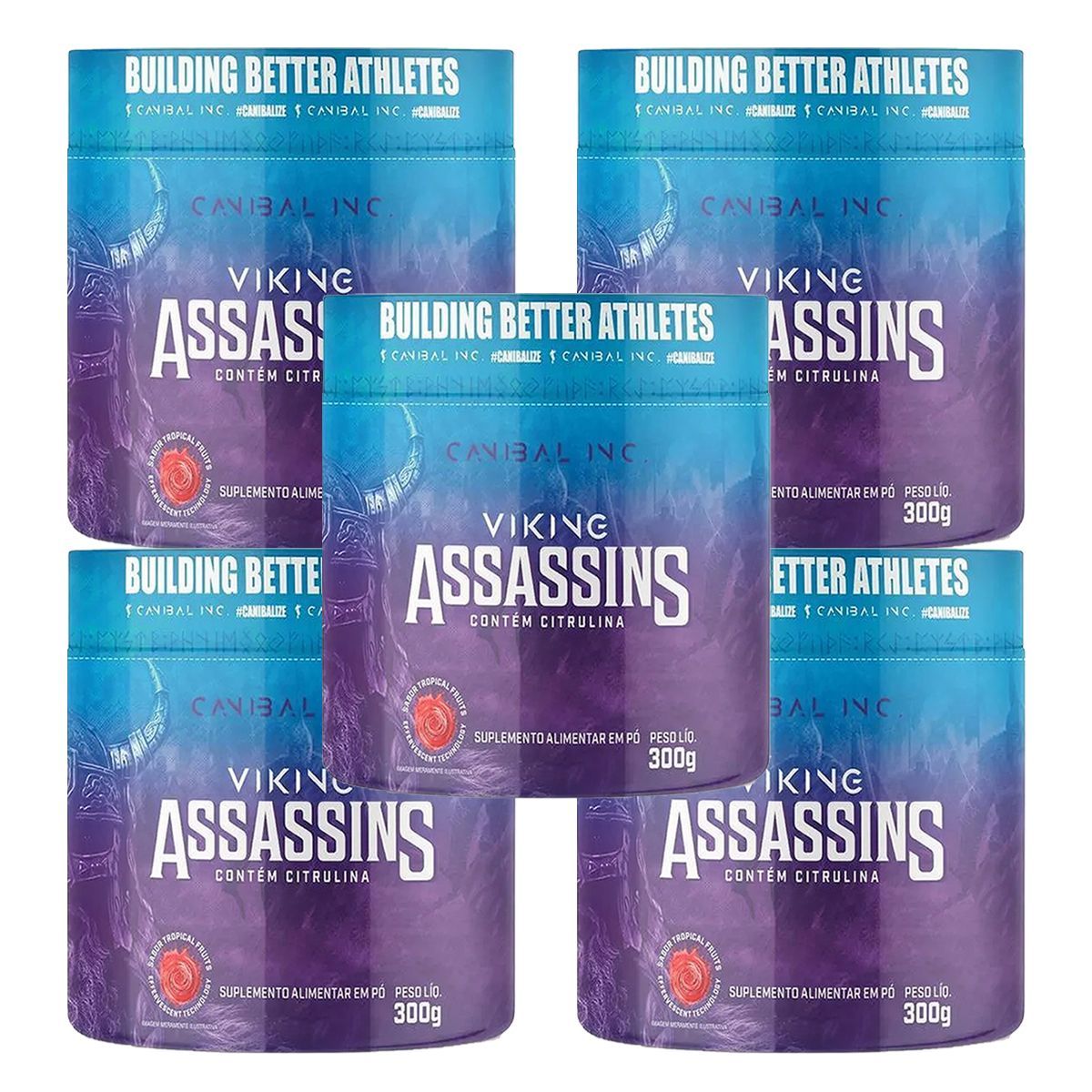 Kit 5X Pr� Treino Viking Assassins - 300g Tropical Fruits - Canibal