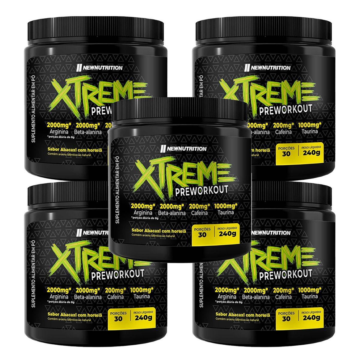 Kit 5X Pr�-treino Xtreme - 240g Abacaxi com Hortel� - NewNutrition
