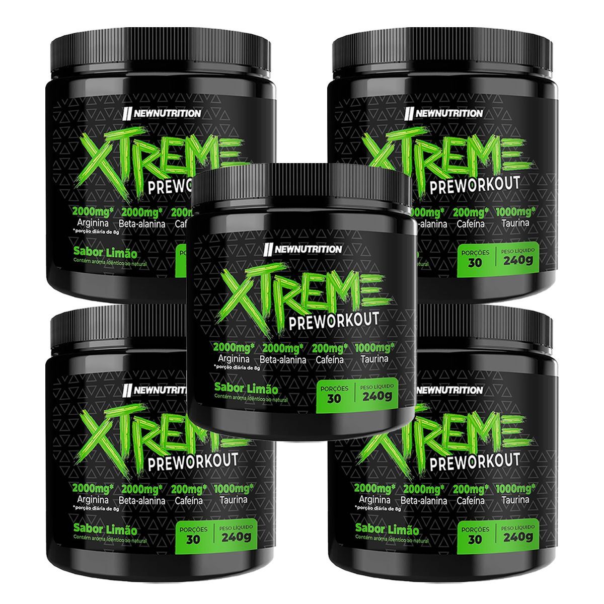 Kit 5X Pr�-treino Xtreme - 240g  Lim�o - NewNutrition