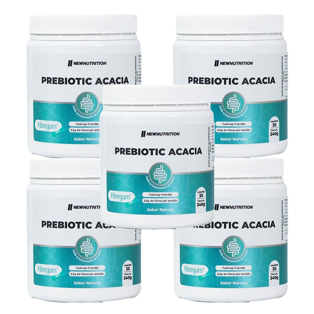Kit 5X Prebiotic Acacia - 240g Sabor Natural - NewNutrition
