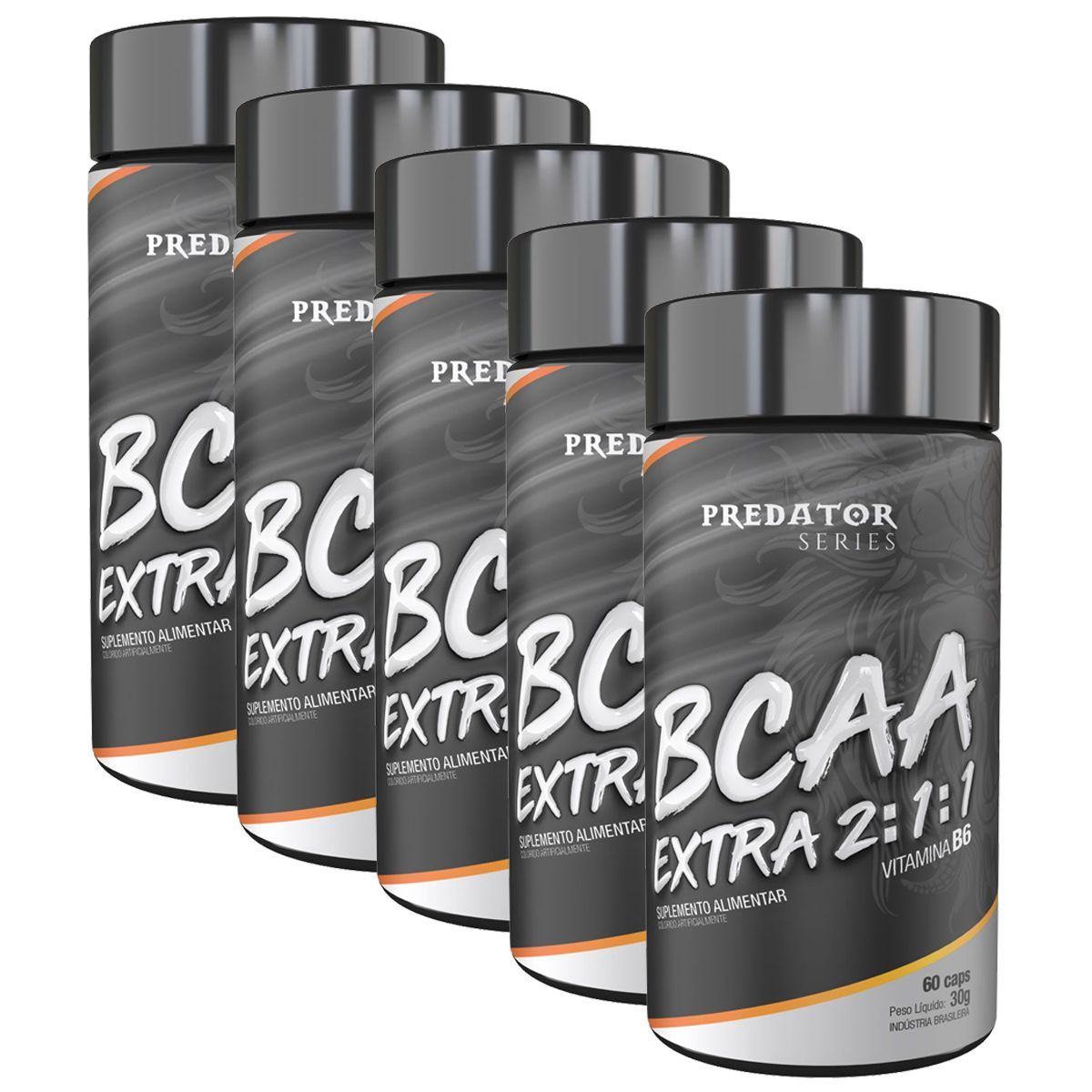 Kit 5X Predator BCAA 2:1:1 - 60 C�psulas - Nutrata