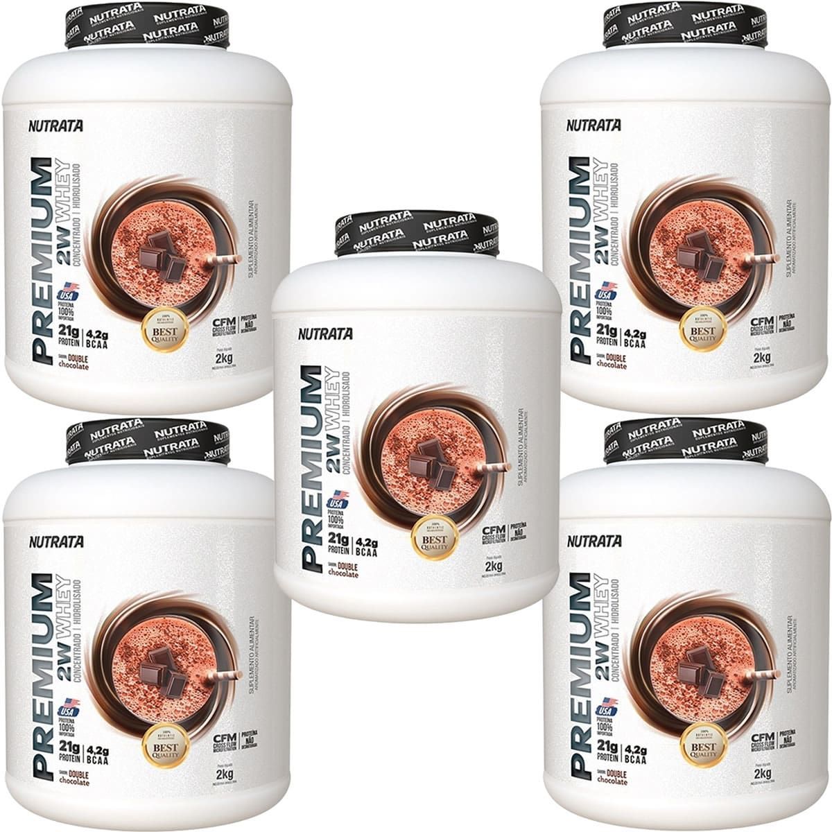 Kit 5X Premium 2w Whey - 2000g Double Chocolate - Nutrata