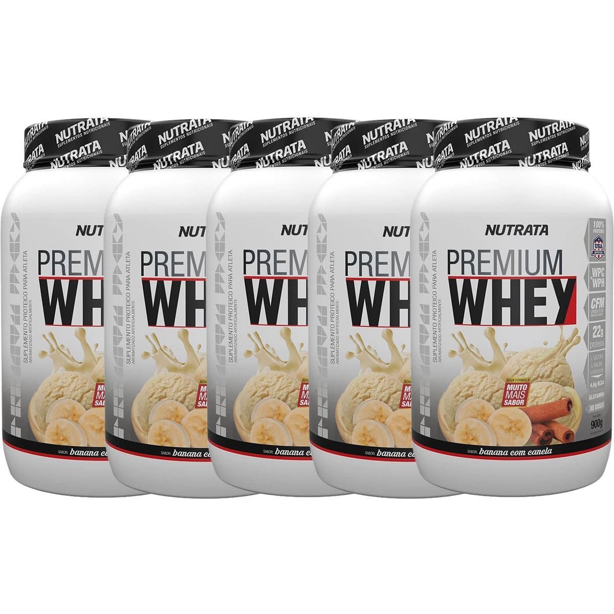 Kit 5X Premium Whey - 900g Banana com Canela - Nutrata