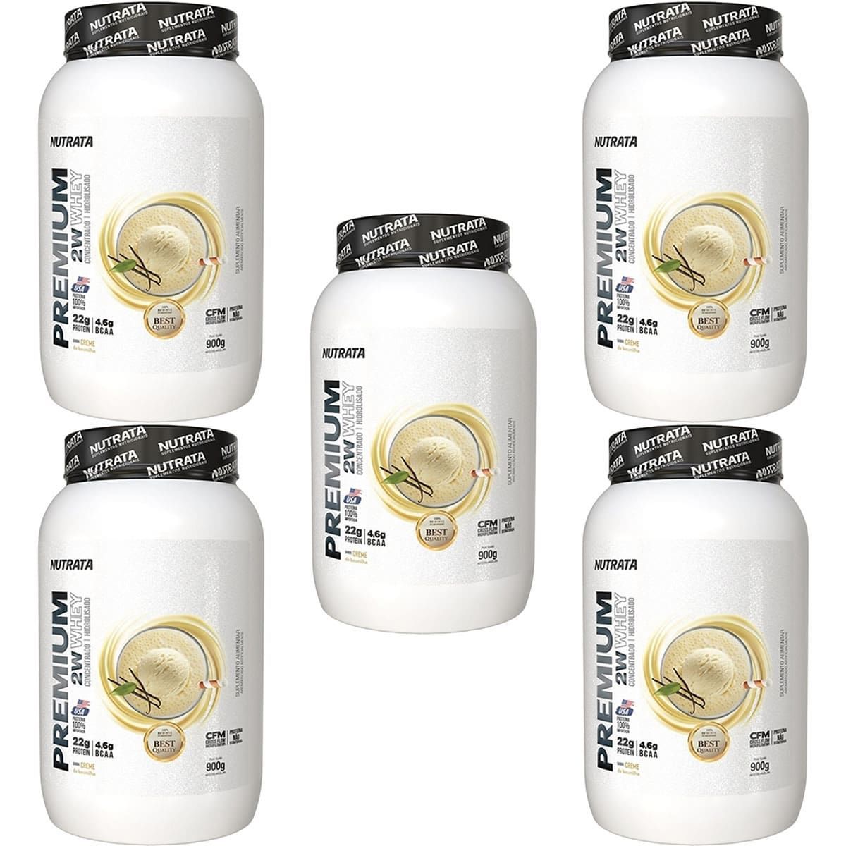 Kit 5X Premium Whey - 900g  Creme De Baunilha - Nutrata