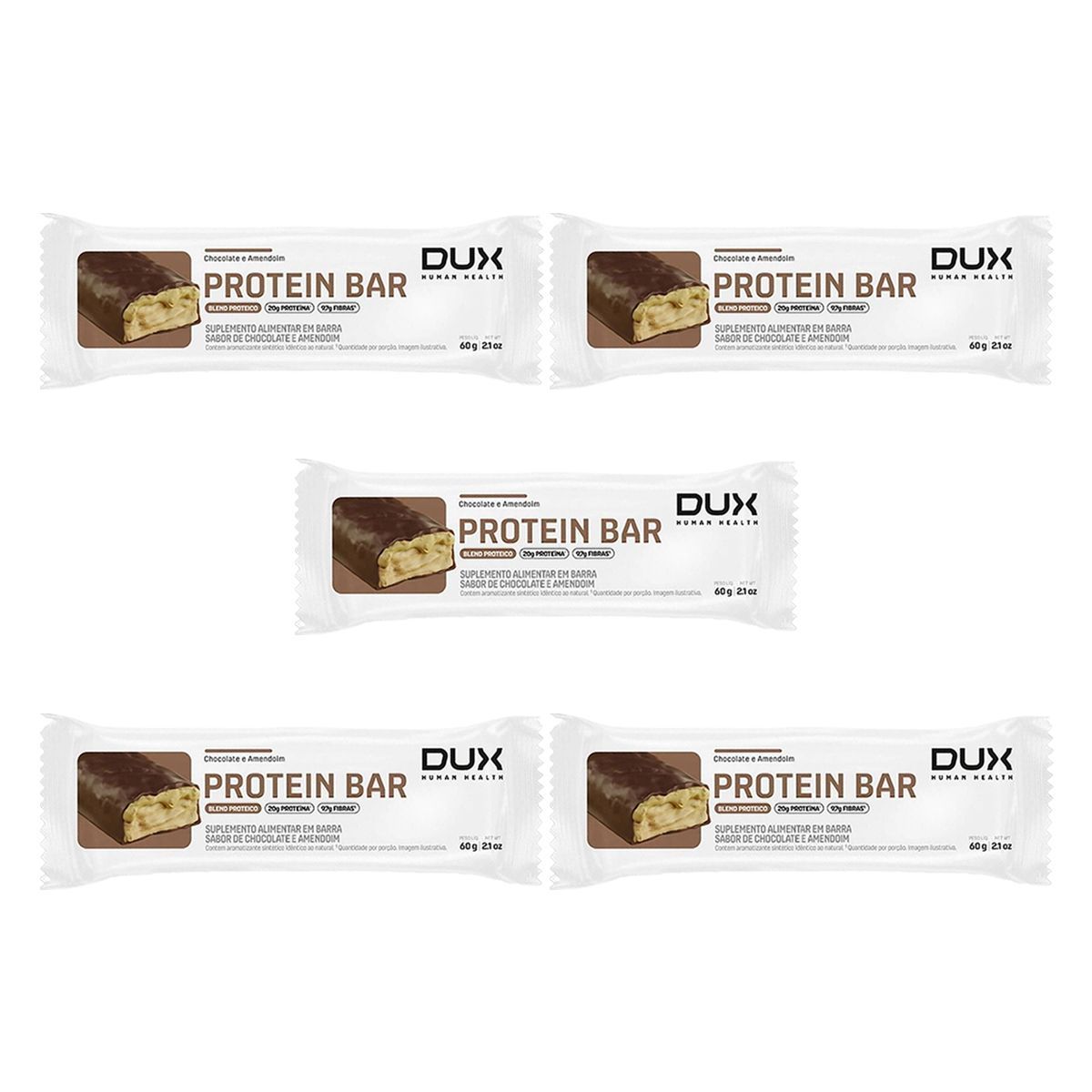 Kit 5X Protein Bar - 1 Unidade 60g Chocolate Com Amendoim - Dux Nutrition