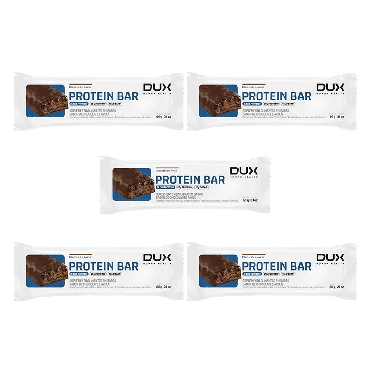 Kit 5X Protein Bar - 1 Unidade 60g Chocolate e Avel� - Dux Nutrition