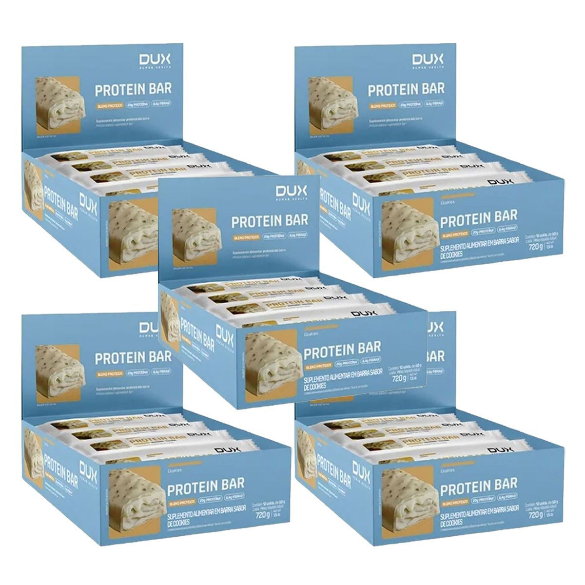 Kit 5X Protein Bar - 12 Unidades 60g Cookies - Dux Human Healt