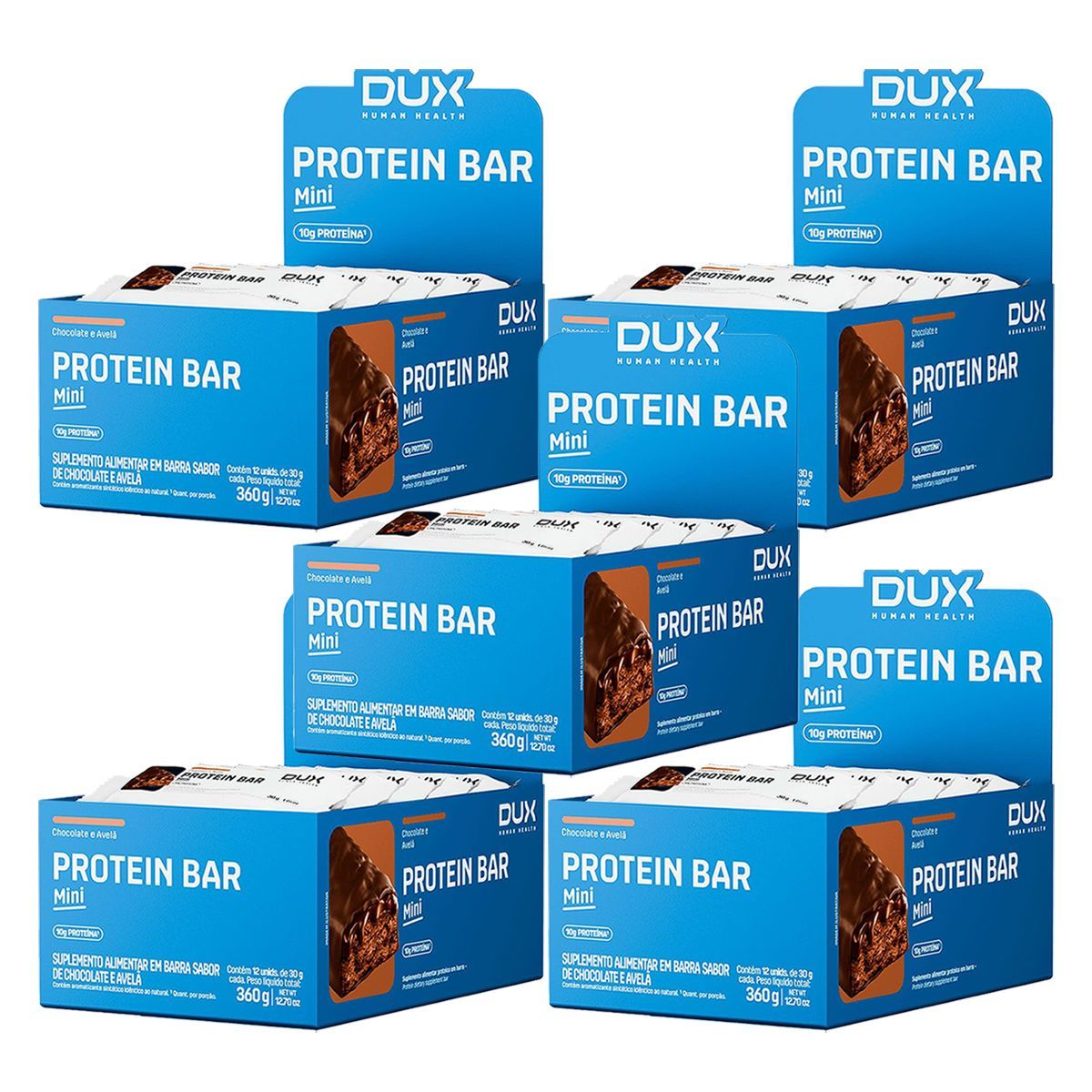 Kit 5X Protein Bar Mini - 12 Unidade 30g Chocolate e Avel� - Dux Human Healt