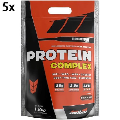 Kit 5X Protein Complex Premium - 1800g Refil Chocolate - New Millen