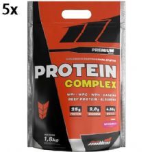 Kit 5X Protein Complex Premium - 1800g Refil Morango - New Millen
