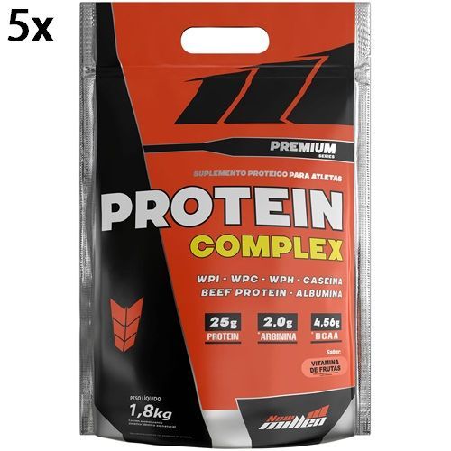 Kit 5X Protein Complex Premium - 1800g Refil Vitamina de Frutas - New Millen