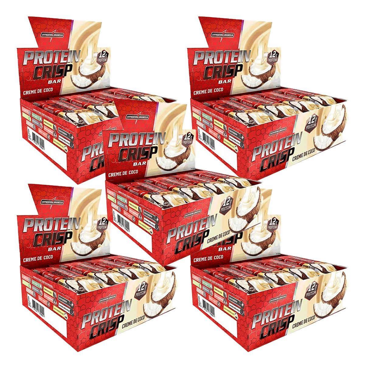 Kit 5X Protein Crisp Bar - 12 Unidades de 45g Creme de Coco - IntegralM�dica