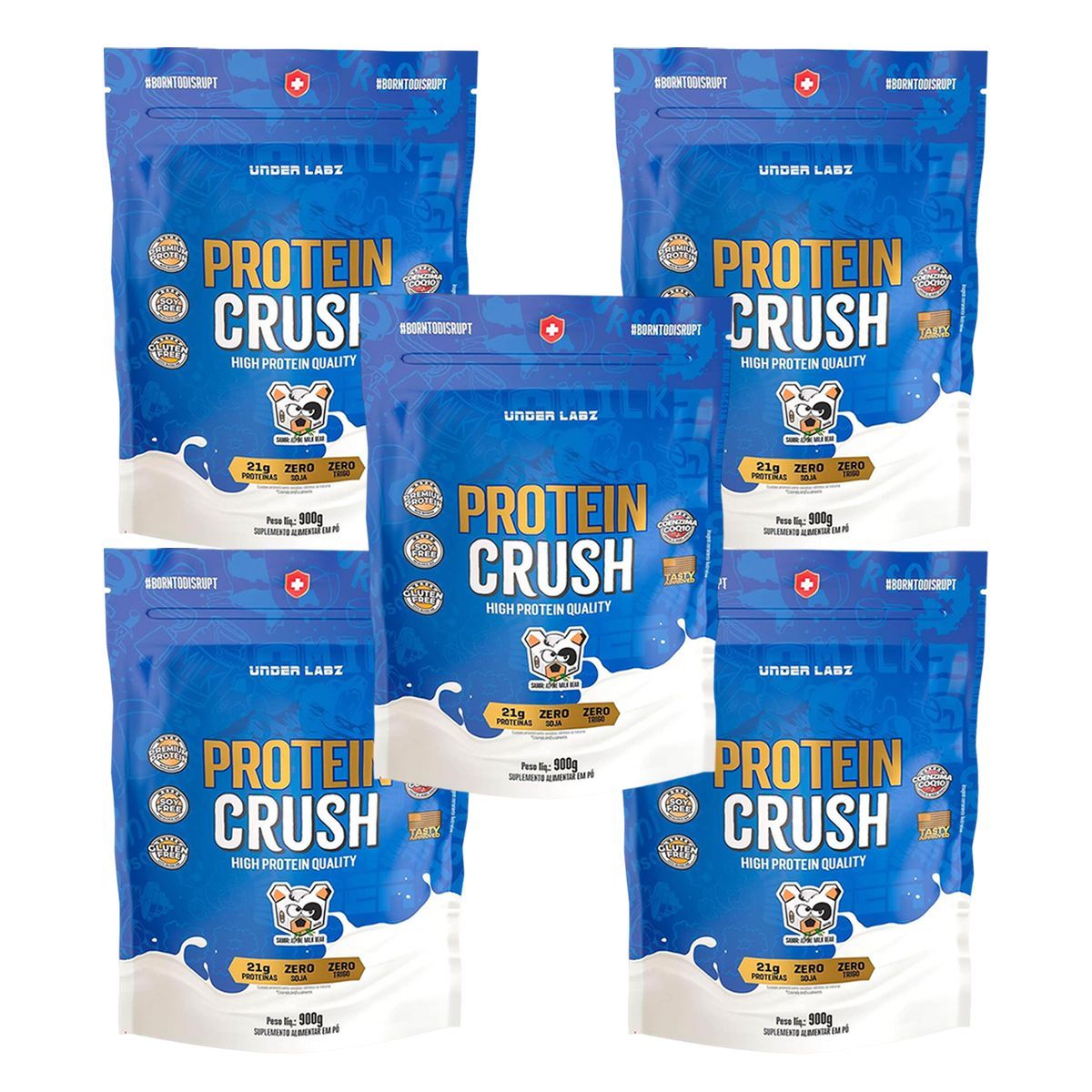 Kit 5X Protein Crush - 900g Refil Alpine Milk Bear  - Under Labz