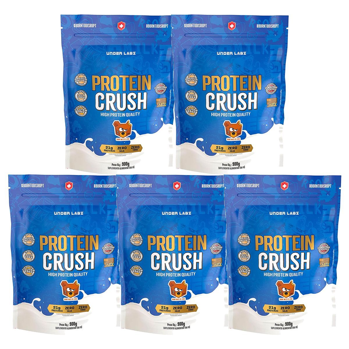 Kit 5X Protein Crush - 900g Refil Dulce de leche - Under Labz