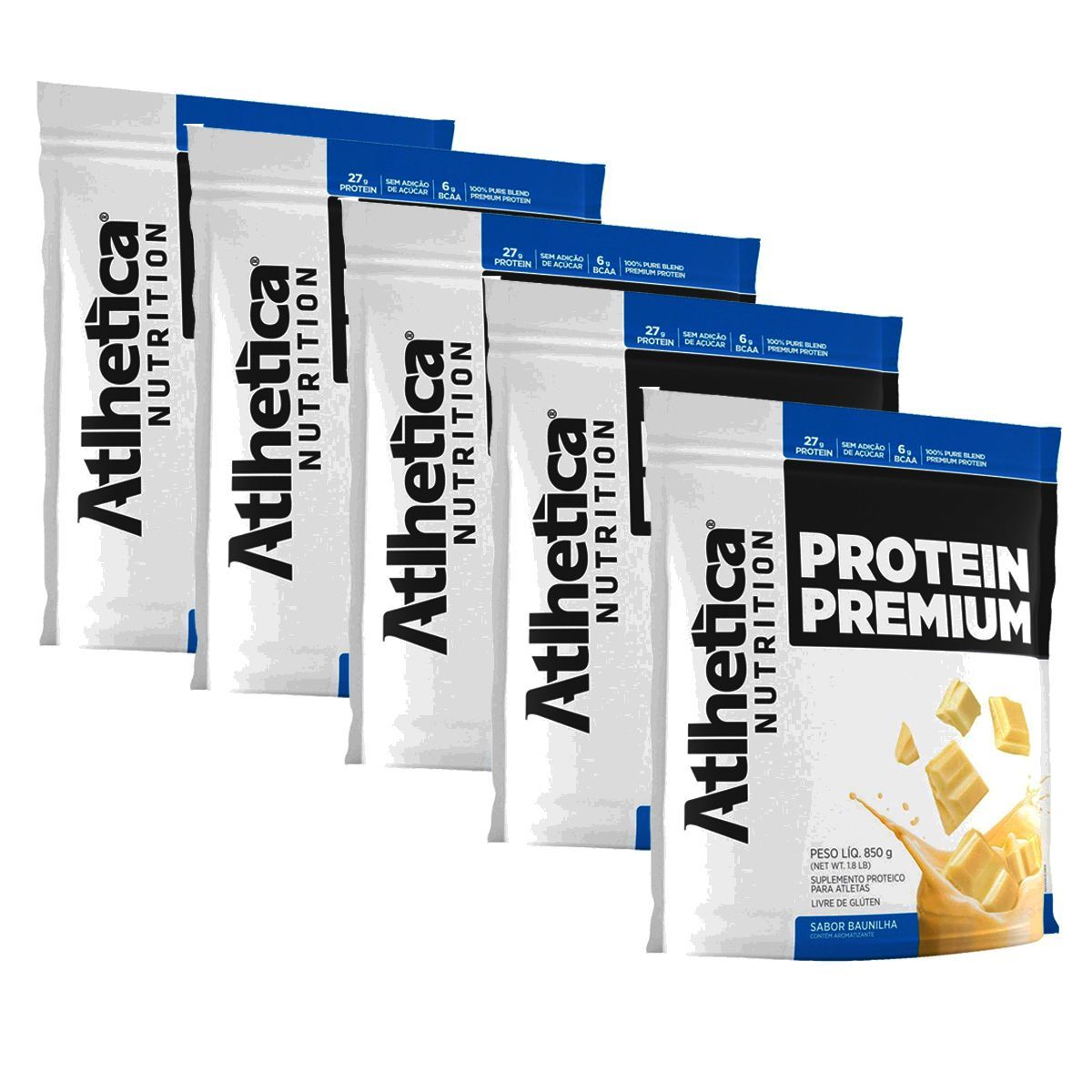 Kit 5X Protein Premium - 850g Refil Baunilha - Atlhetica Nutrition