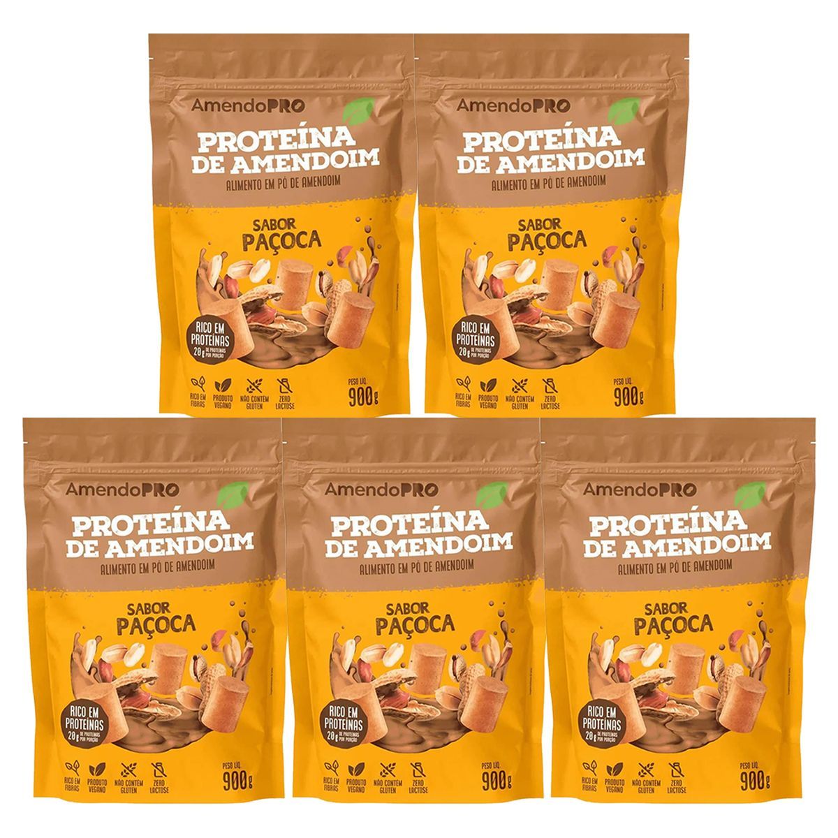 Kit 5X Proteina de Amendoim - 900g Refil Pa�oca - AmendoPro