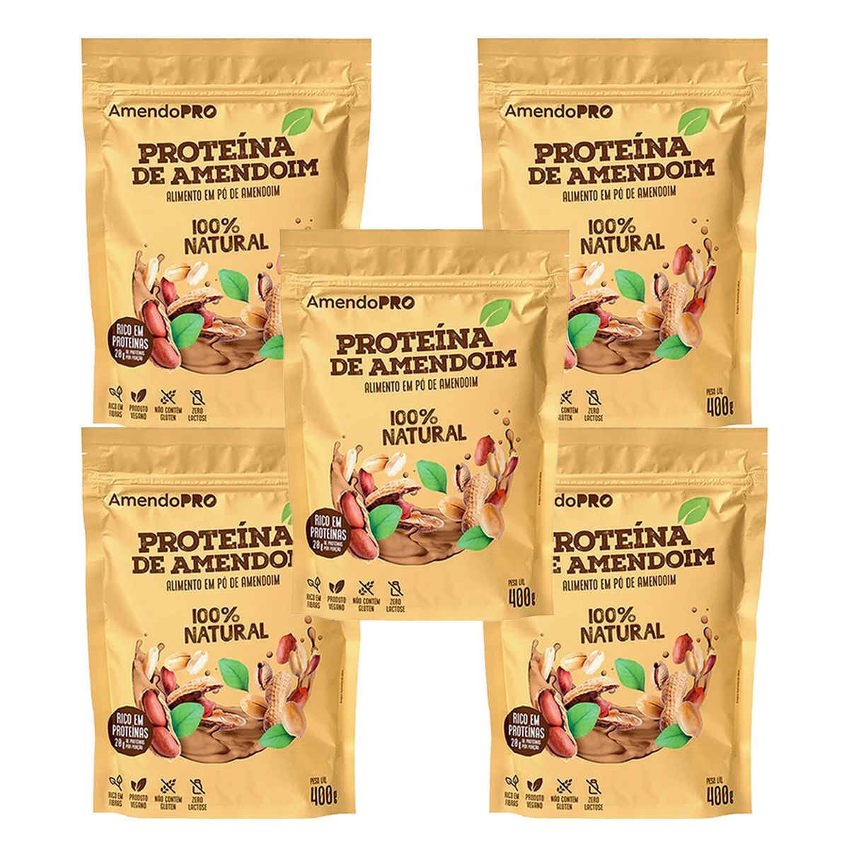 Kit 5X Proteina de Amendoim - Refil 400g Natural - AmendoPro