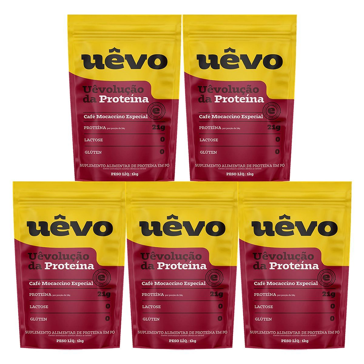 Kit 5X Prote�na U�vo -1000g Refil Caf� Mocaccino - U�vo