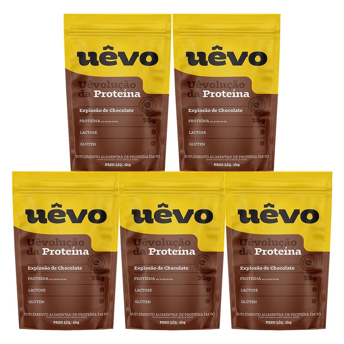 Kit 5X Prote�na U�vo - 1000g Refil Chocolate - U�vo