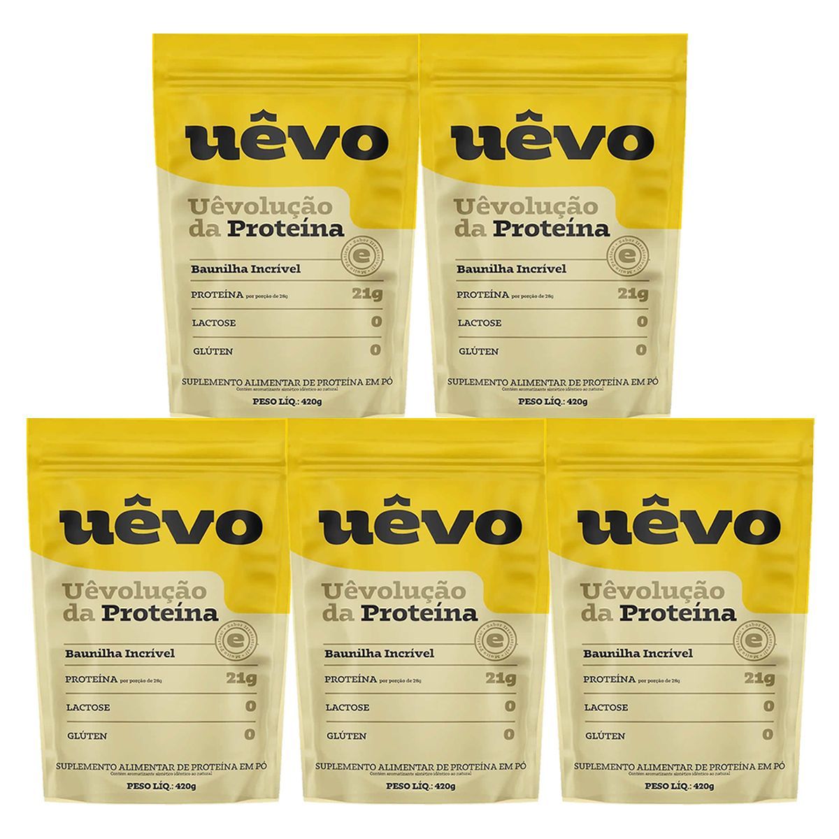 Kit 5X Prote�na U�vo - 420g Refil Baunilha - U�vo