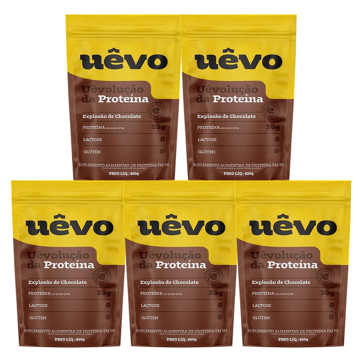 Kit 5X Prote�na U�vo - 420g Refil Chocolate - U�vo