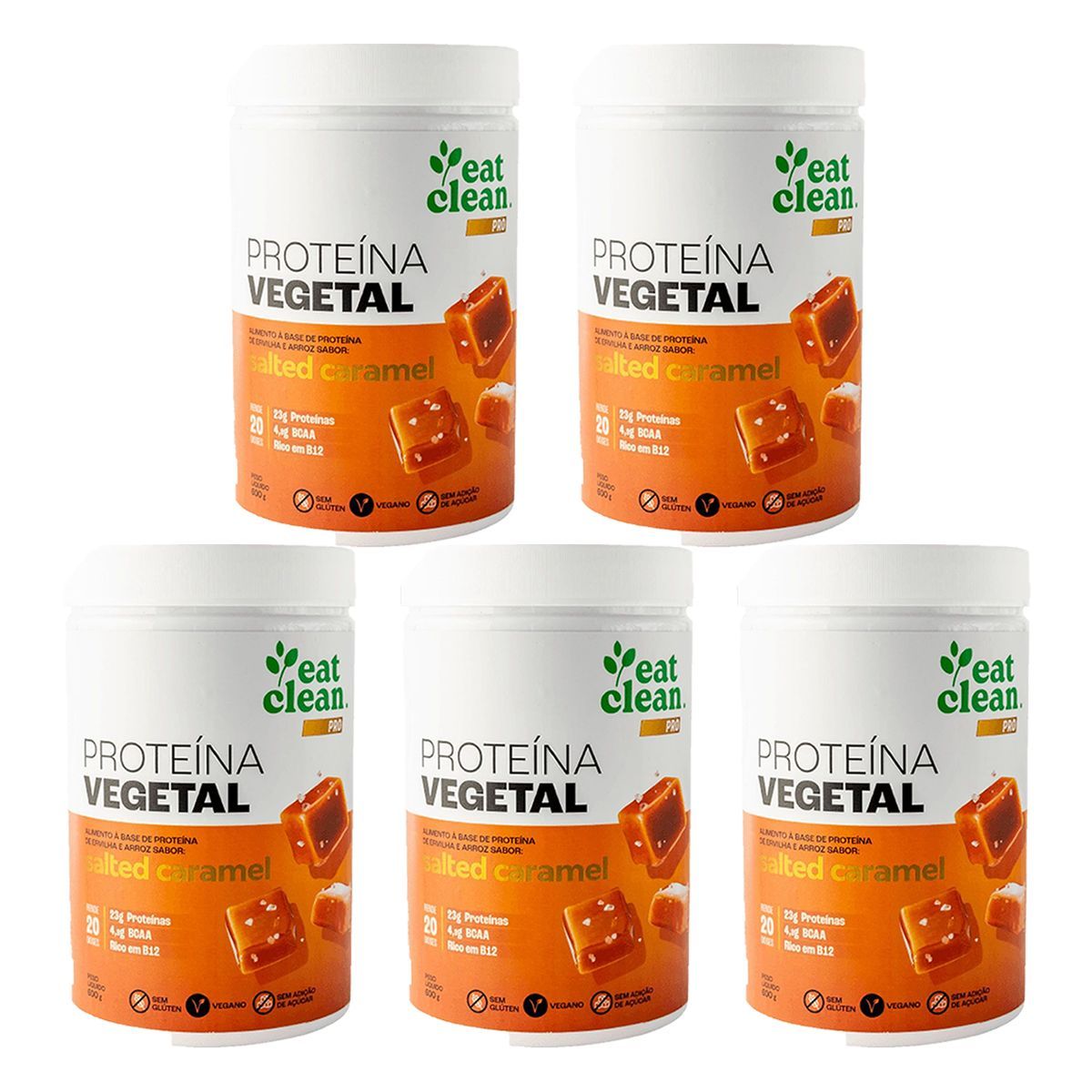 Kit 5X Prote�na Vegetal - 600g Salted Caramel - Eat Clean