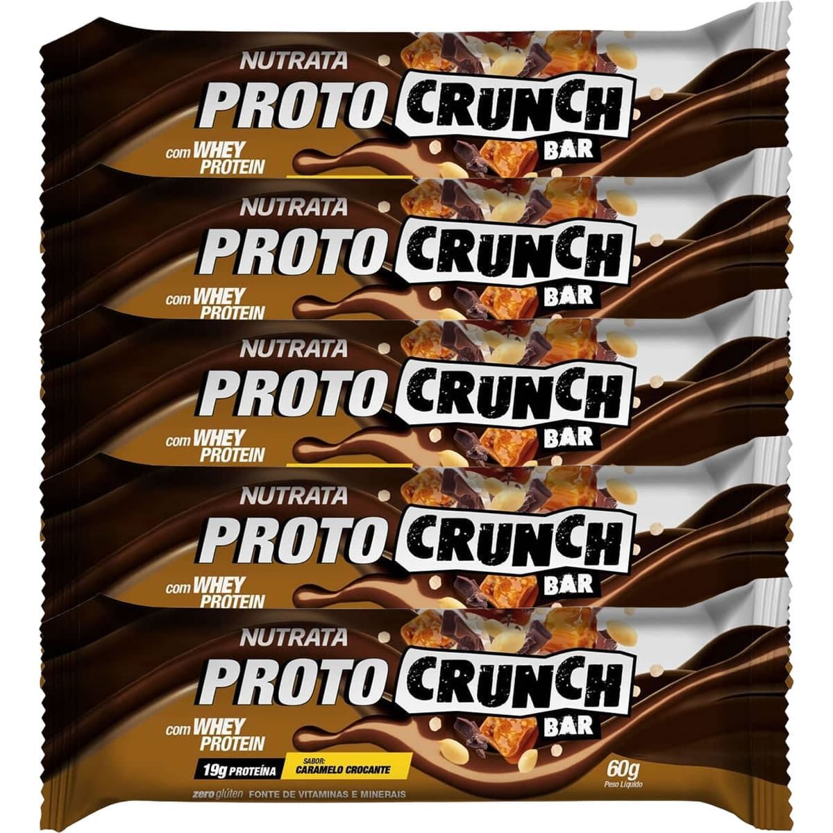Kit 5X Proto Crunch Bar - 1 Barra de 60g Caramelo Crocante - Nutrata