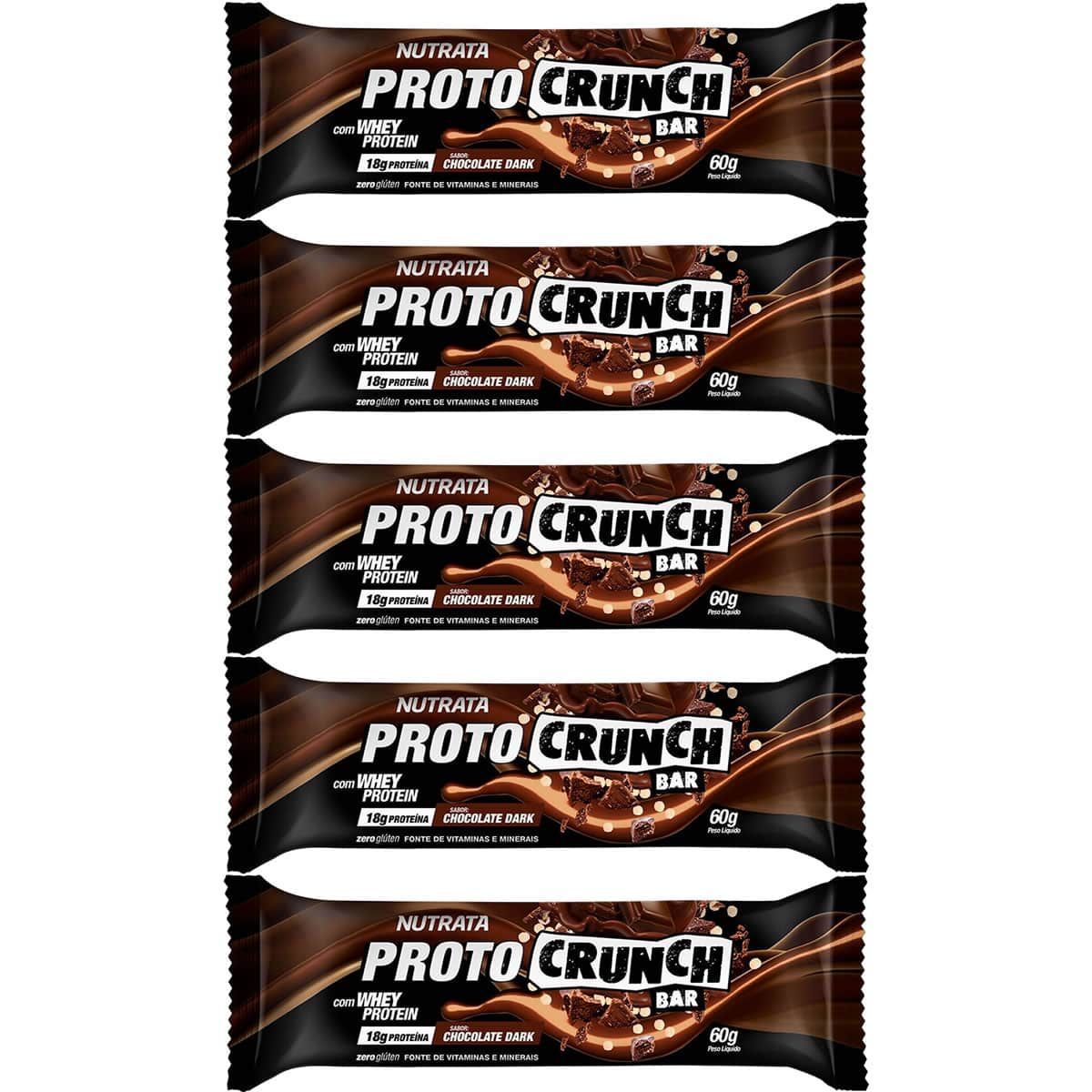 Kit 5X Proto Crunch Bar - 1  Barra de 60g Chocolate Dark - Nutrata