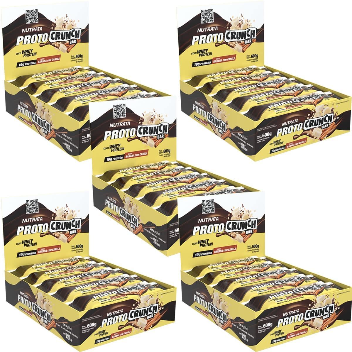 Kit 5X Proto Crunch Bar - 10 Barras de 60g Banana com Canela - Nutrata