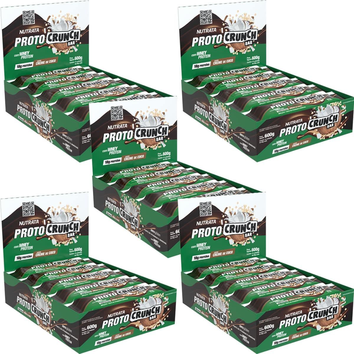 Kit 5X Proto Crunch Bar - 10 Barras de 60g Creme de Coco - Nutrata