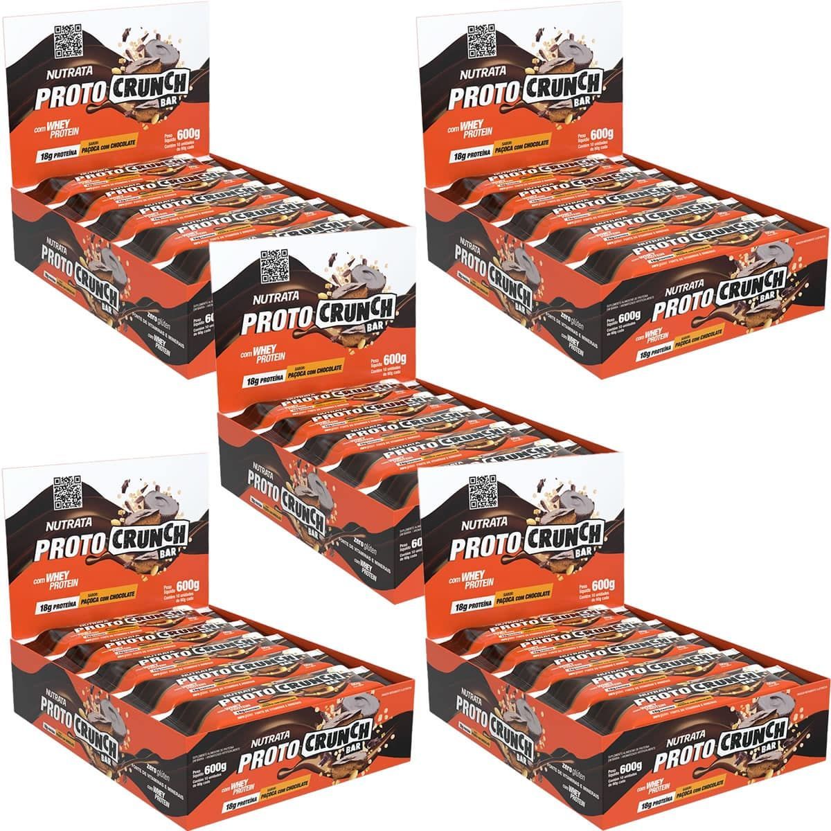 Kit 5X Proto Crunch Bar - 10 Barras de 60g  Pa�oca com Chocolate - Nutrata