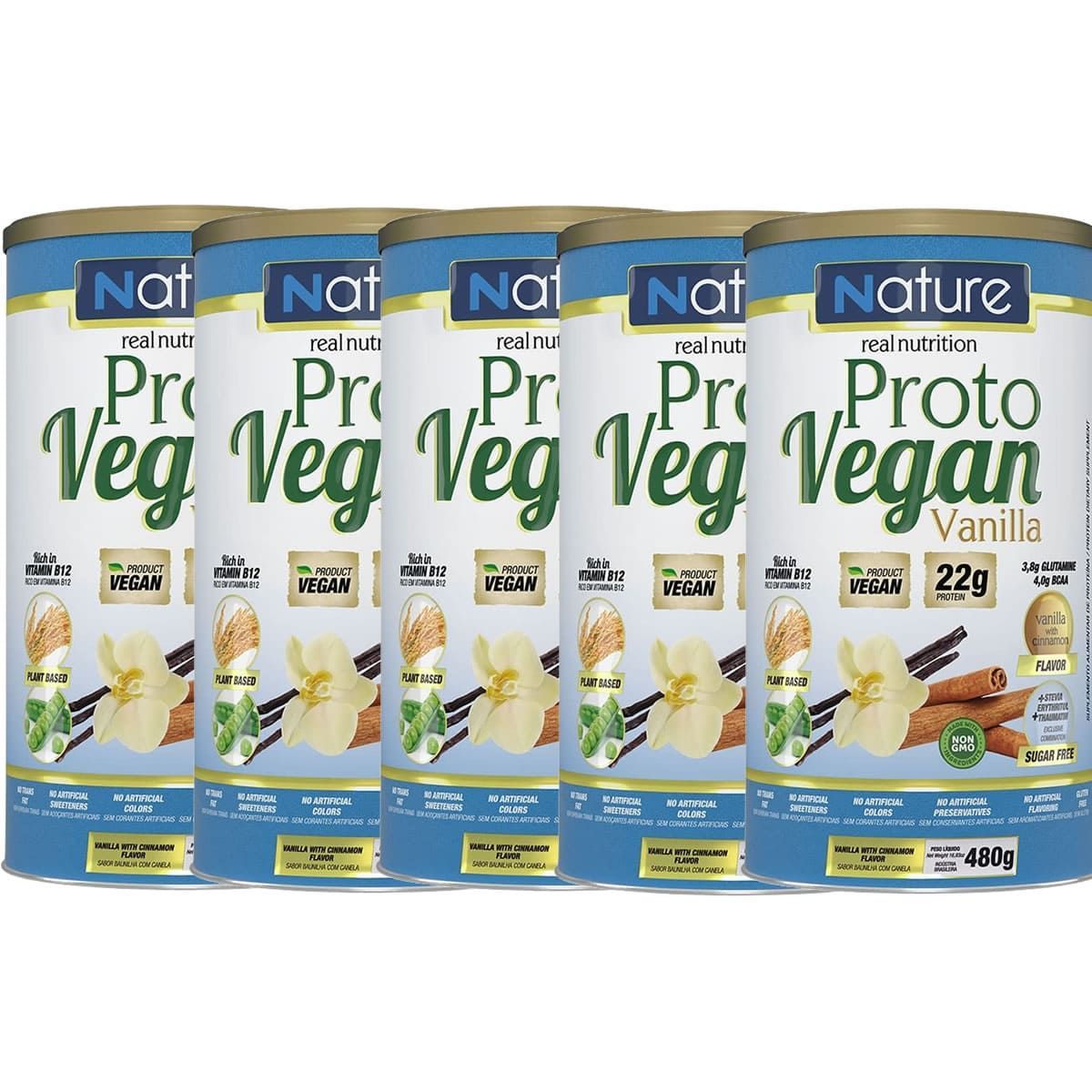 Kit 5X Proto Vegan - 480g Baunilha Com Canela - Nature