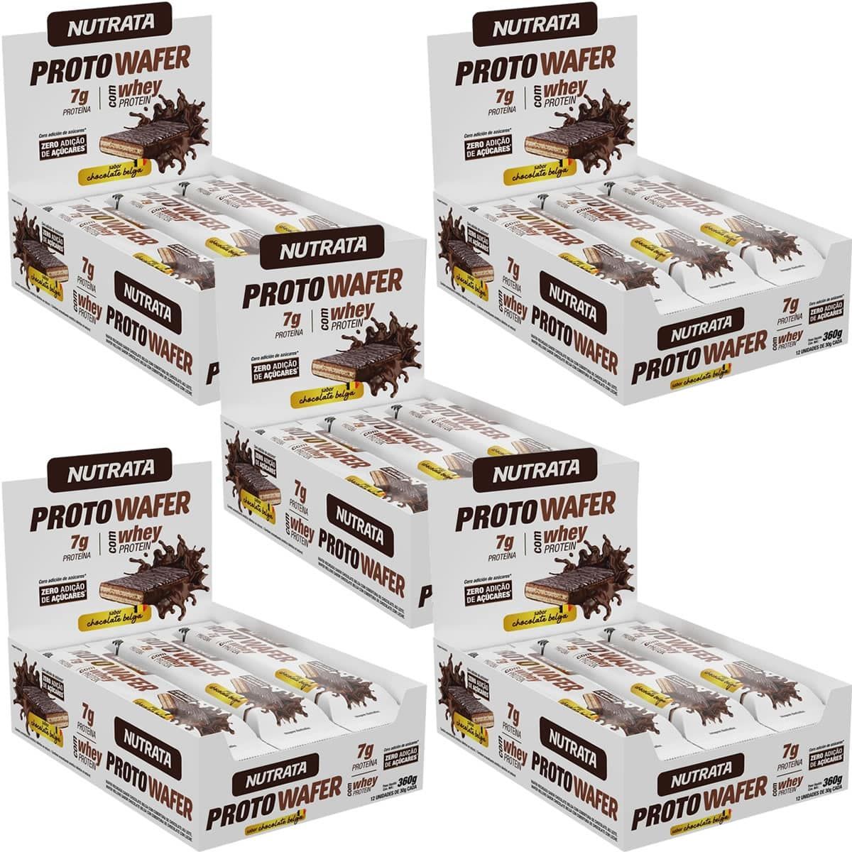 Kit 5X Proto Wafer - 12 Unidades De 30g Chocolate - Nutrata