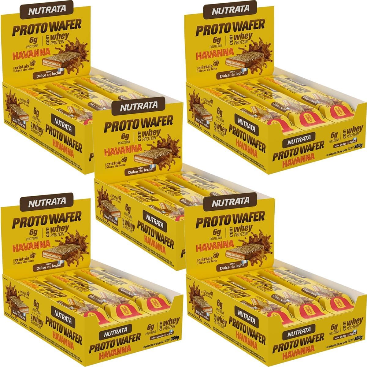 Kit 5X Proto Wafer - 12 Unidades De 30g Doce de Leite Havanna - Nutrata