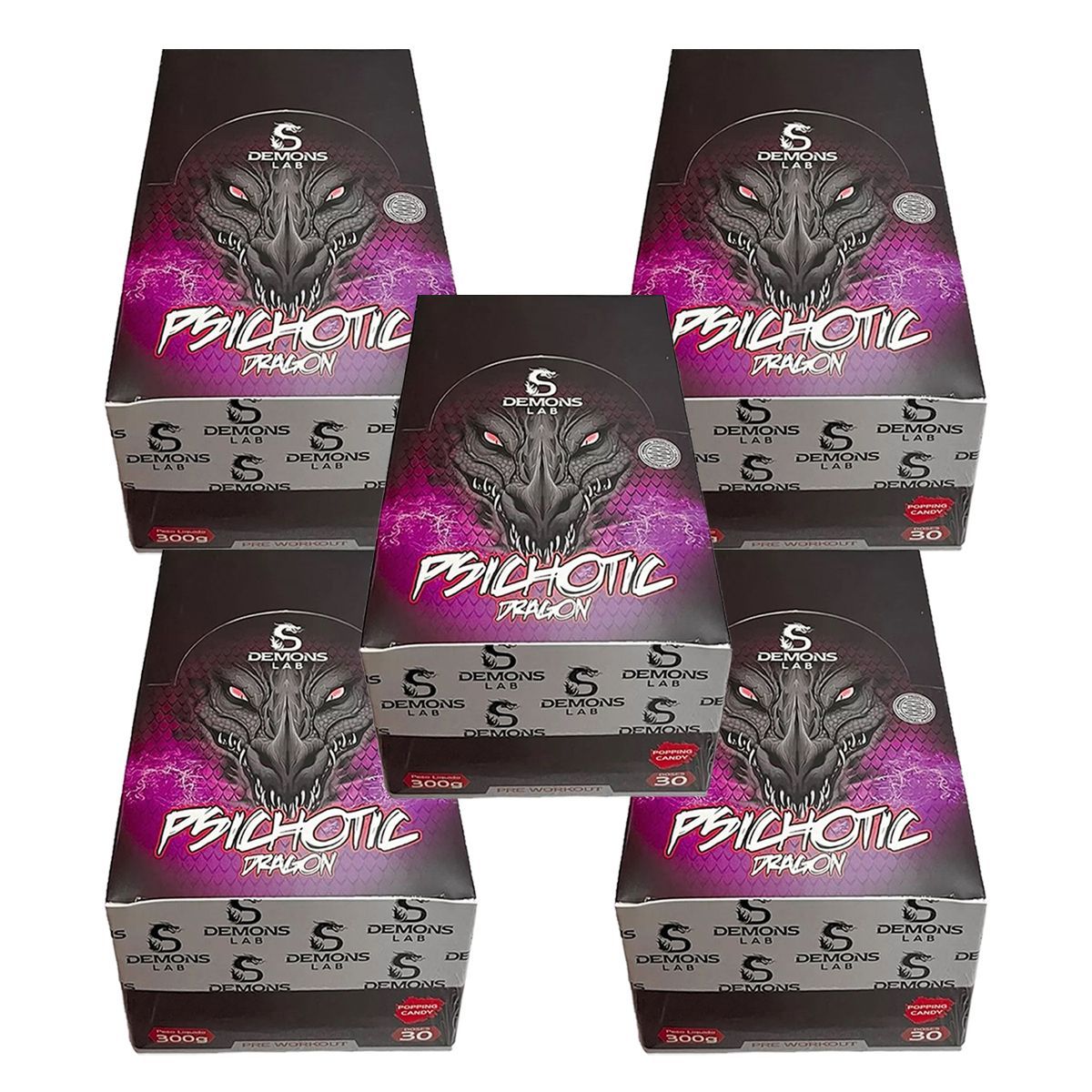 Kit 5X Psichotic Dragon - 30 Sach�s de 10g Fruit Punch - Demons Lab