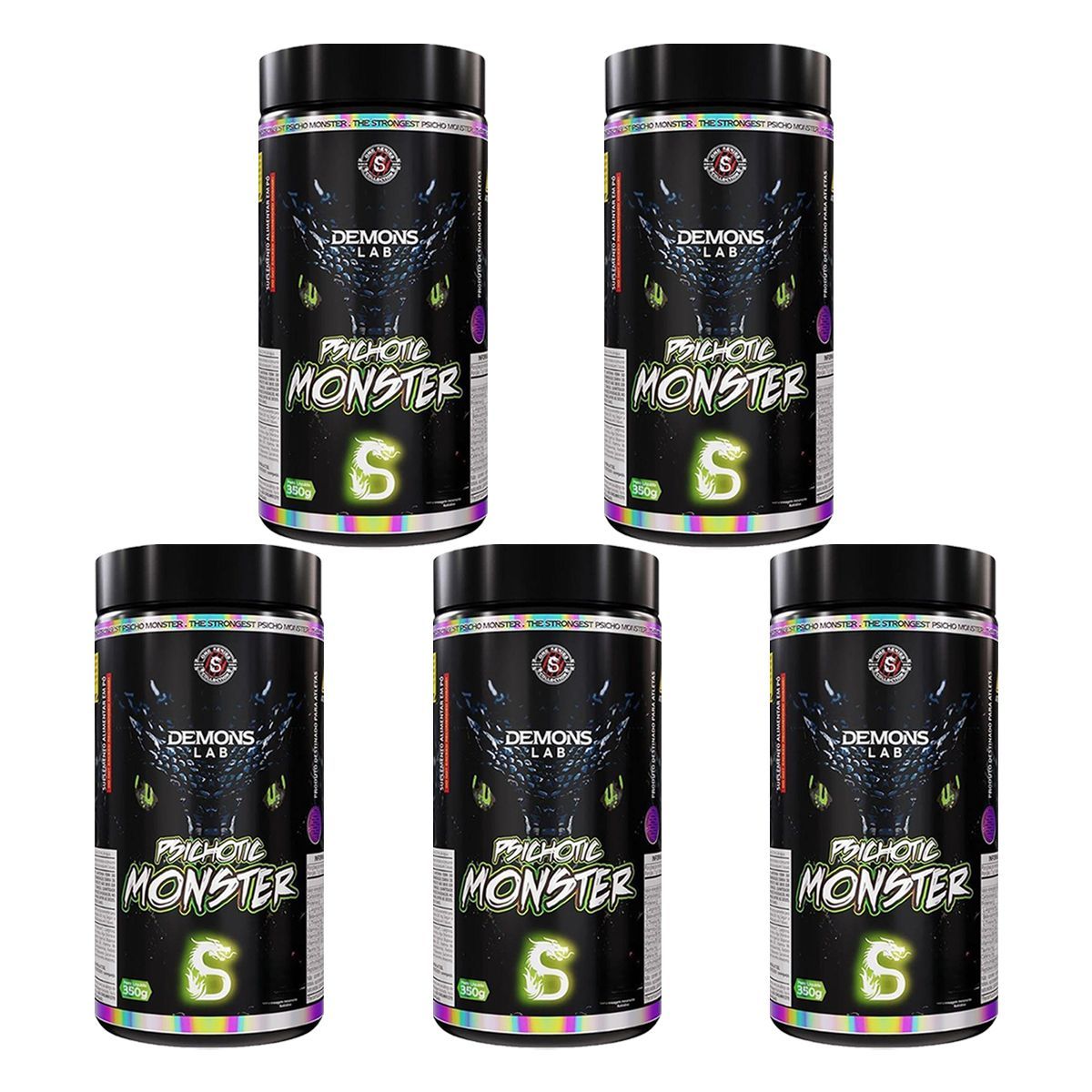 Kit 5X Psichotic Monster - 350g Fruit Punch - Demons Lab