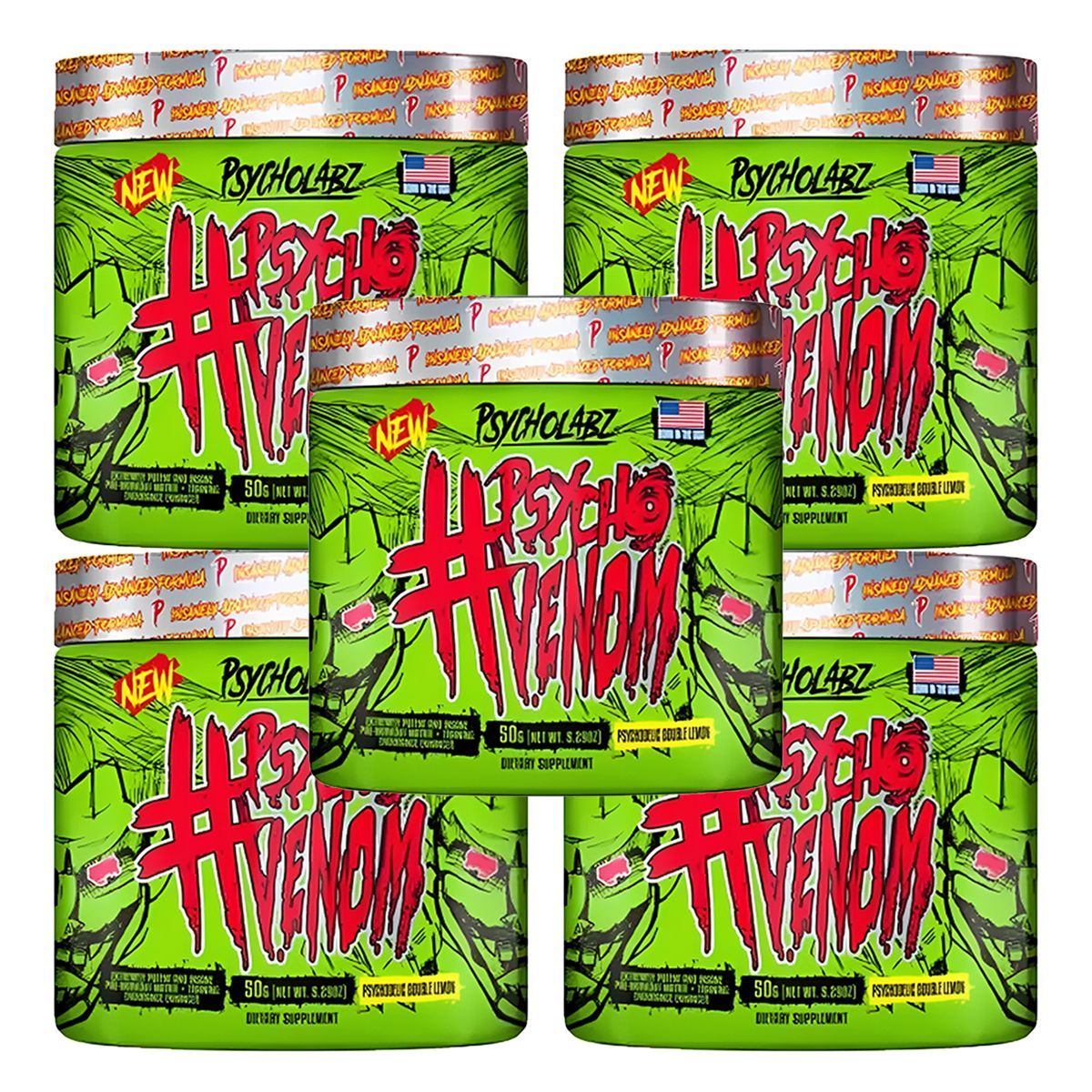 Kit 5X Psycho Venom - 50g Psychodelic Double Lemon - Arnold Nutrition