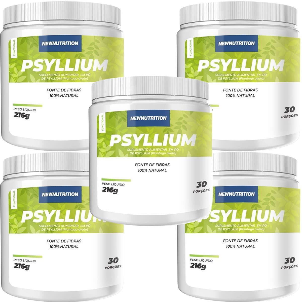 Kit 5X Psyllium - 216g Sem Sabor- NewNutrition