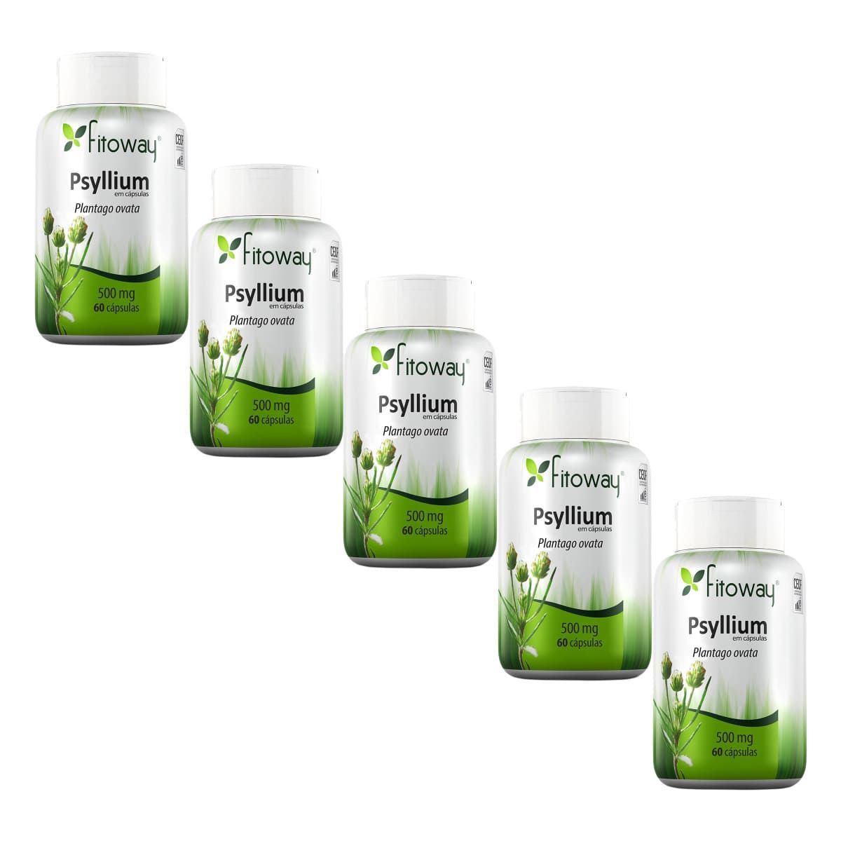 Kit 5X Psyllium 500Mg 60 C�psulas - Fitoway