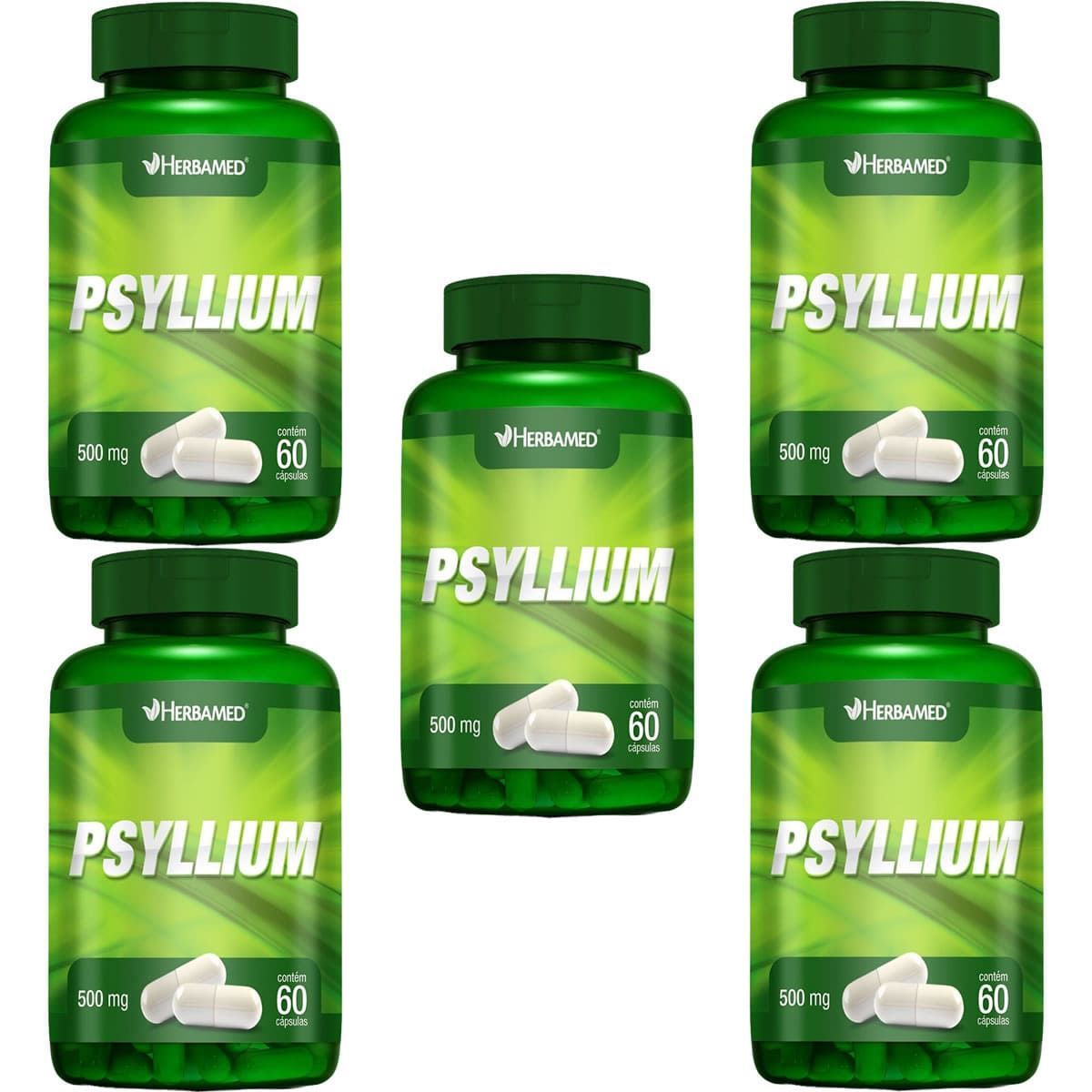 Kit 5X Psyllium 500mg 60 C�psulas - Herbamed