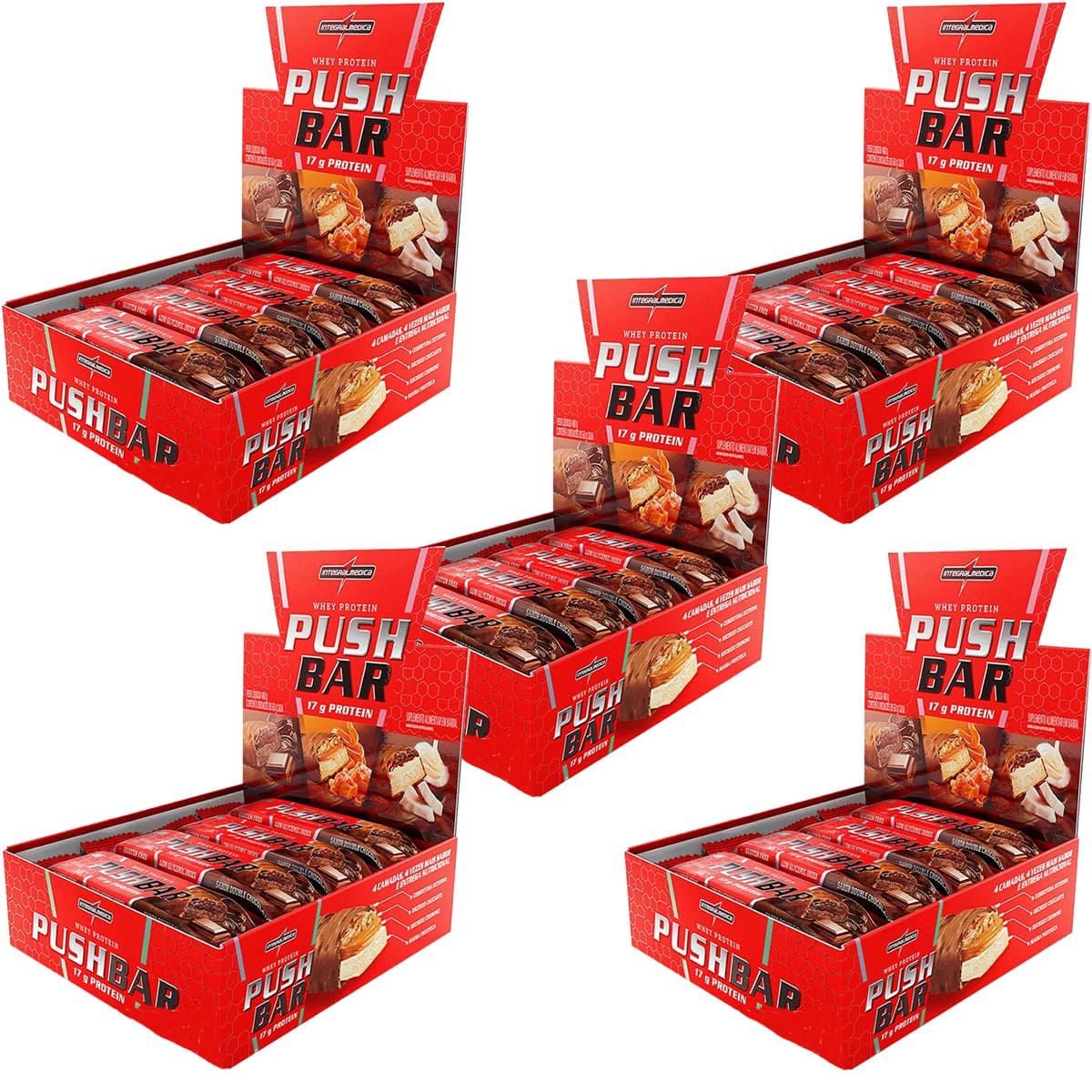Kit 5X Push Bar Protein - 8 Unidades 60g Double Chocolate - IntegralM�dica