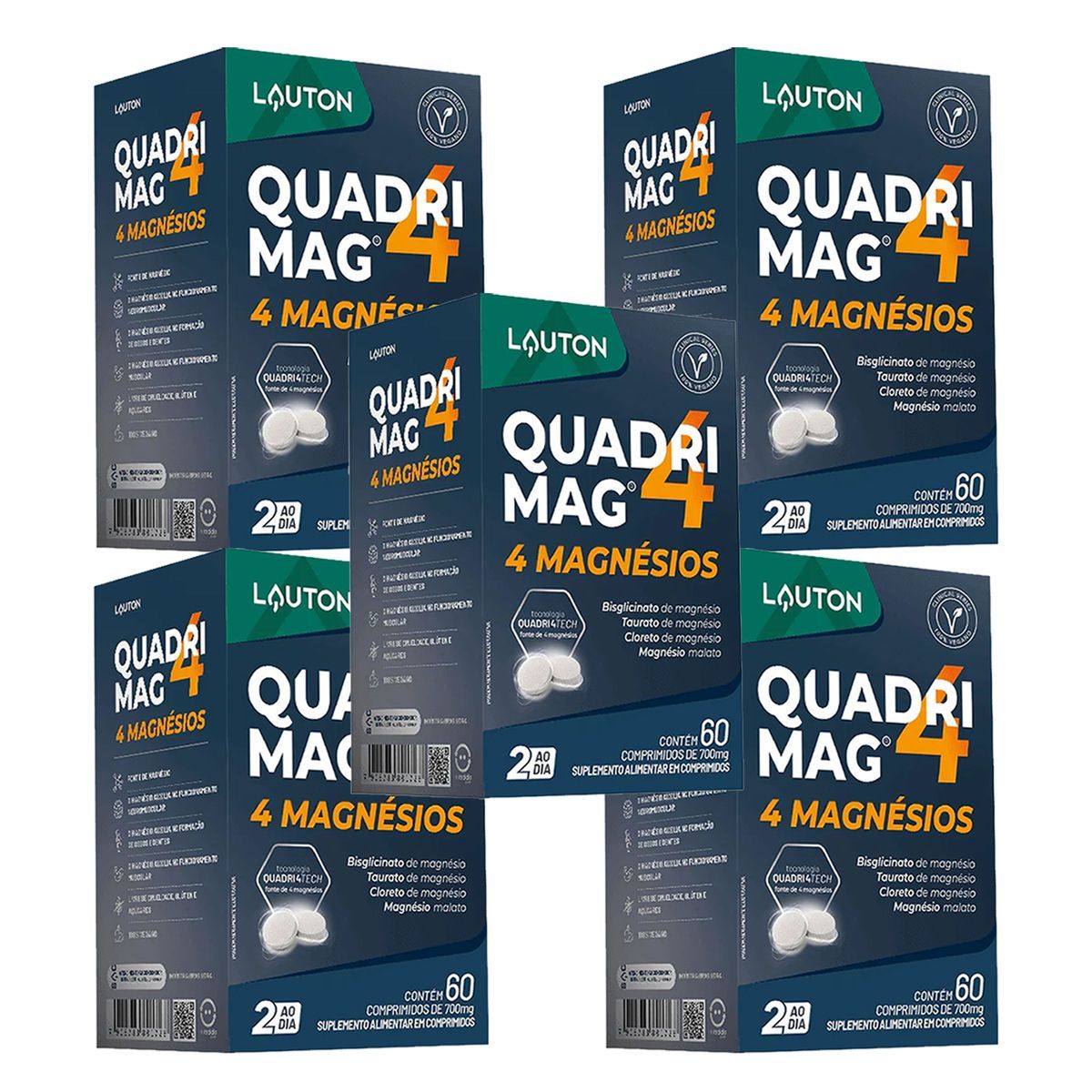 Kit 5X QUADRIMAG 4 Magn�sios - 60 Comprimidos - Lauton Nutrition