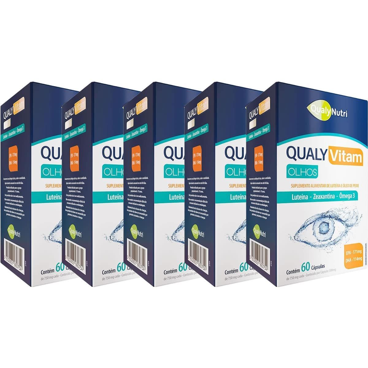 Kit 5X Qualy Vitam Olhos - 60 C�psulas - QualyNutri