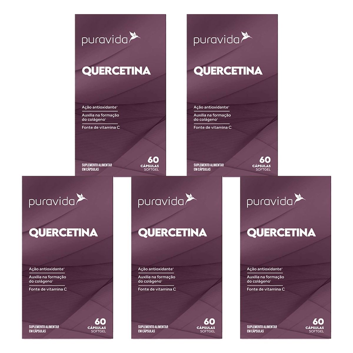 Kit 5X Quercetina - 60 C�psulas - Puravida