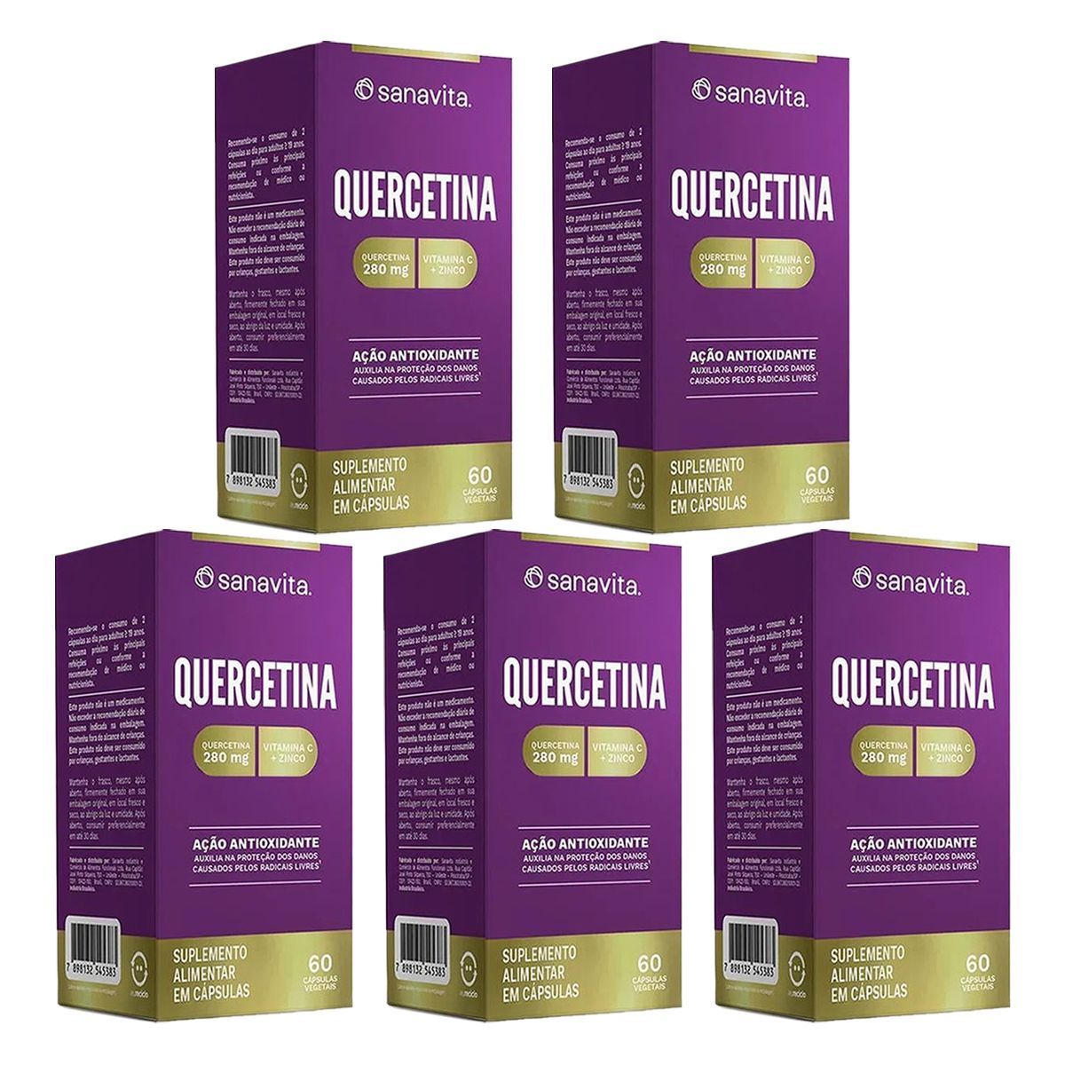 Kit 5X Quercetina - 60 C�psulas - Sanavita